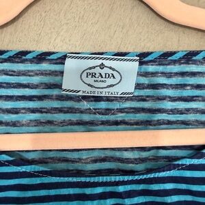 Prada Teal and Navy Striped Shirt